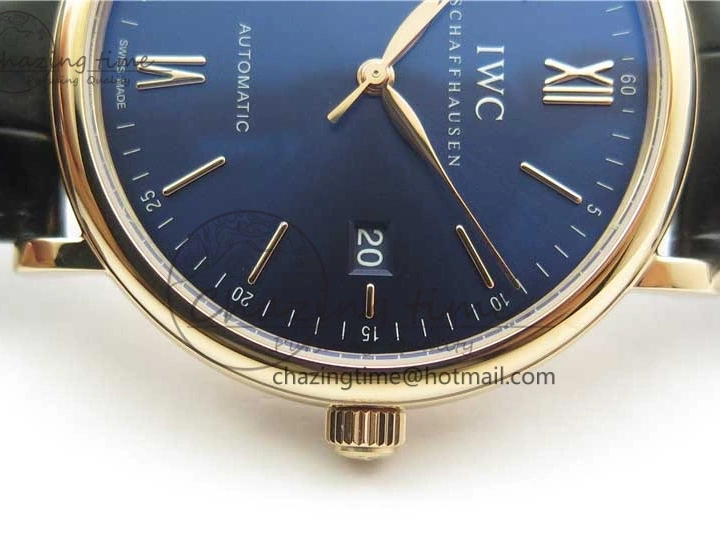 MIROTIME 0809 MoistureWicking Portofino Automatic RG IW356522 FKF 1:1 Best Edition Blue Dial on Black Croco Strap A 7109